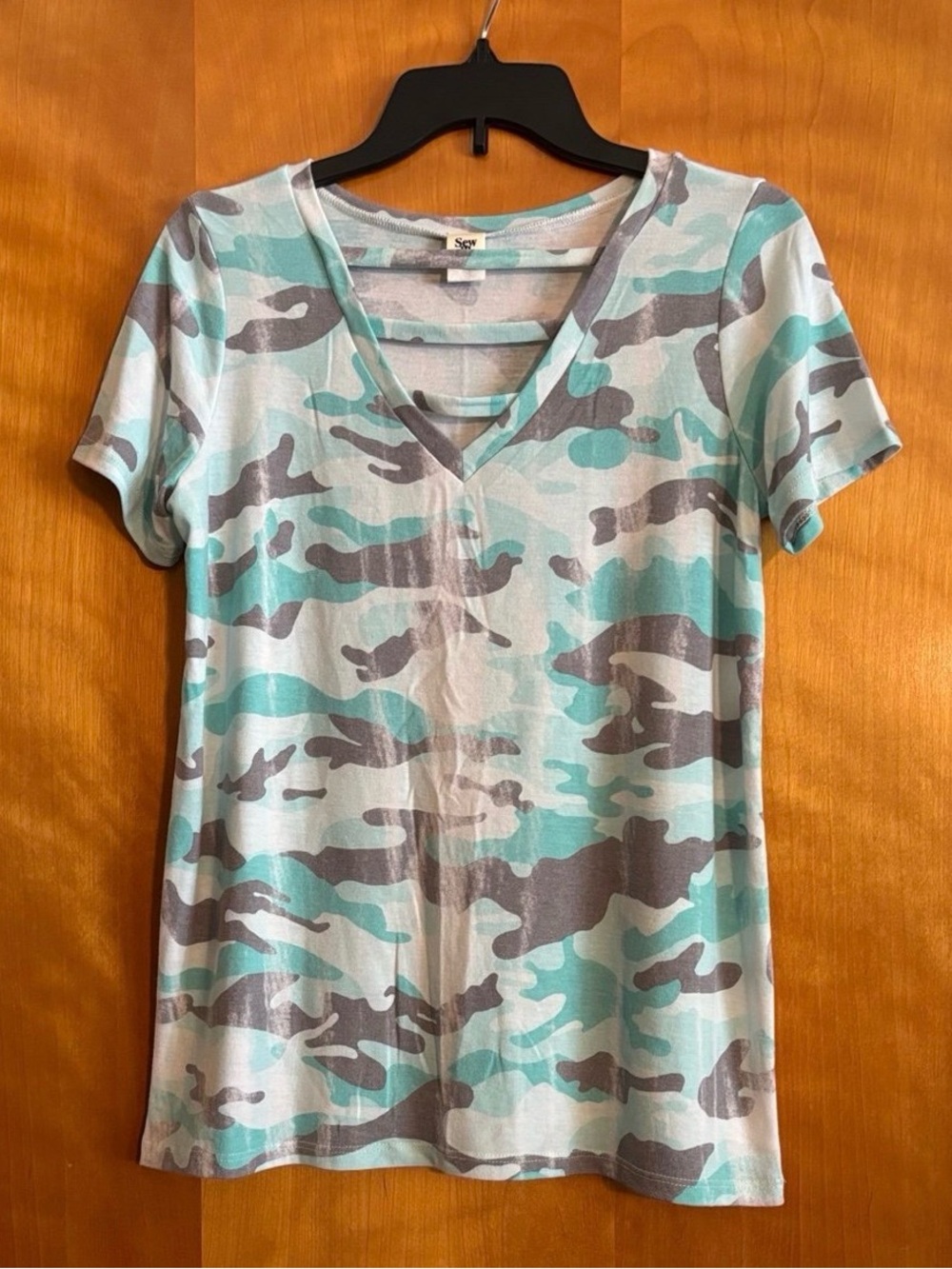 Sew in Love Mint Camo V-Neck Tee